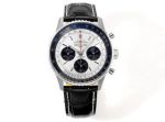 Breitling Navitimer 43mm White Face B01 Movement Black Leather Band Watch